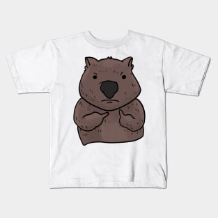 Grumpy Wombat Holding Middle finger funny gift Kids T-Shirt